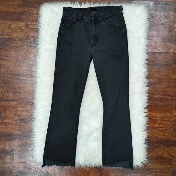 Mother Insider Crop Black Jeans Wash Size 27  Denim Mid-Rise Raw Hem - Picture 2 of 15